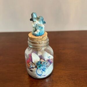 Dolphin Themed Glass Jar with Seashells